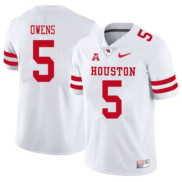 2018 Men #5 Darrion Owens Houston Cougars College Football Jerseys Sale-White